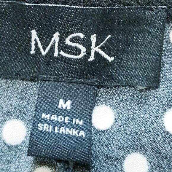 MSK - NWT's-Women's Black/White Polka Dot Short Sleeve Knee Length Dress Size M - Picture 7 of 11